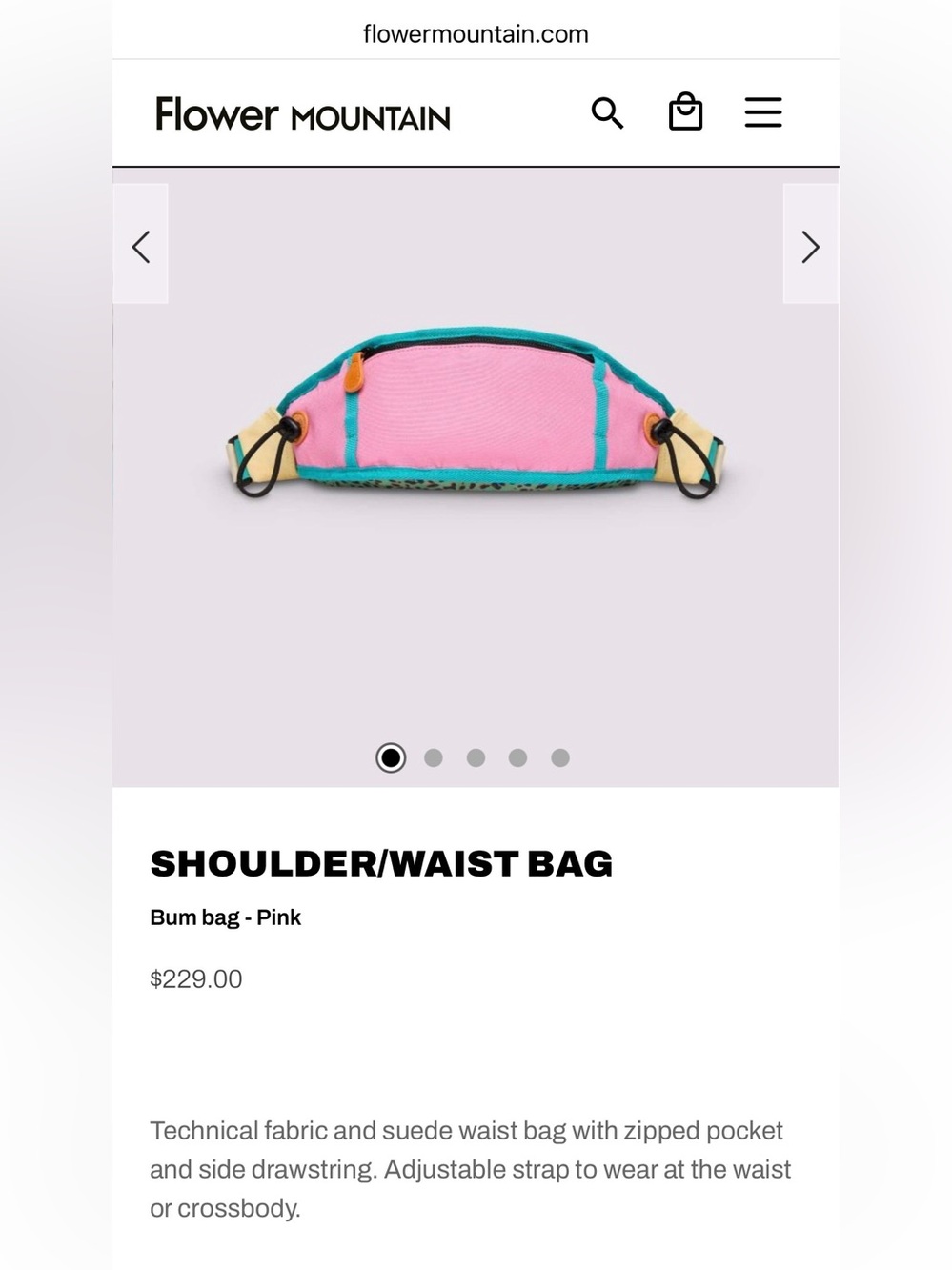 NWT Flower Mountain SHOULDER/WAIST BAG Bum bag - Pink - Picture 5 of 16
